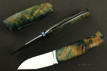 "Javor" linerlock, Čepel nerezová ocel RWL34, cca 95mm / Rukovať AK5 stabilizovaný javor / Cena: 350eur